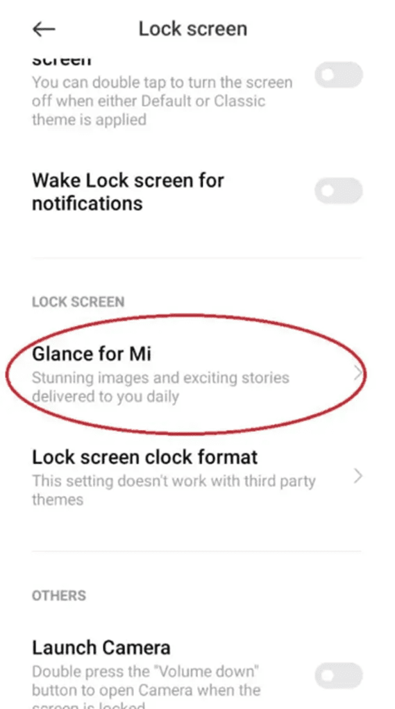 step 3 of how to turn off Glance in Mi 11 Ultra 5G